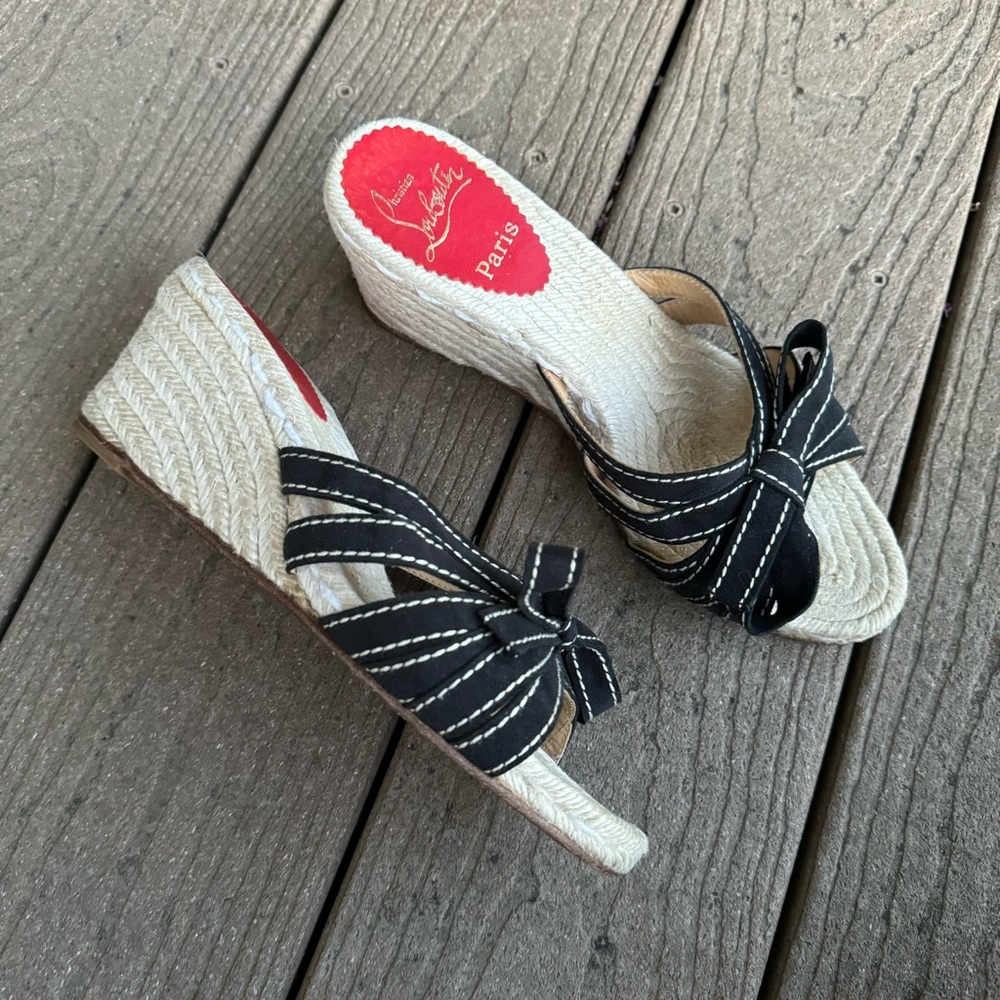 Christian Louboutin Black and Cream Espadrilles